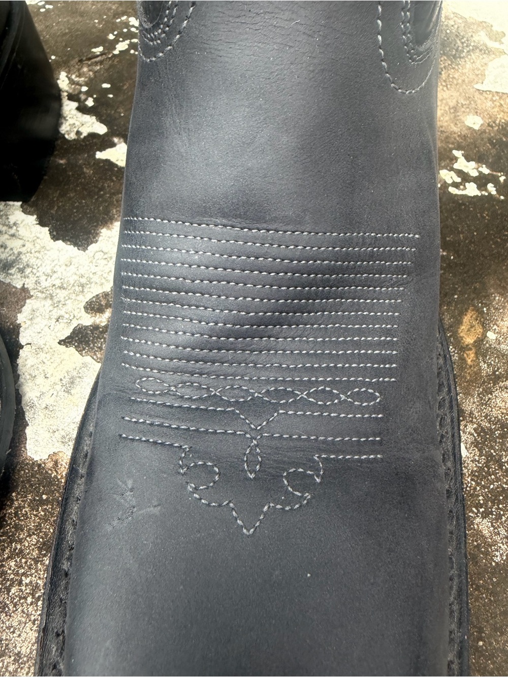 JB DILLON Reserve Black Leather Square Toe Cowboy Boots Sz 7.5B Gray Embroidery - Picture 13 of 16
